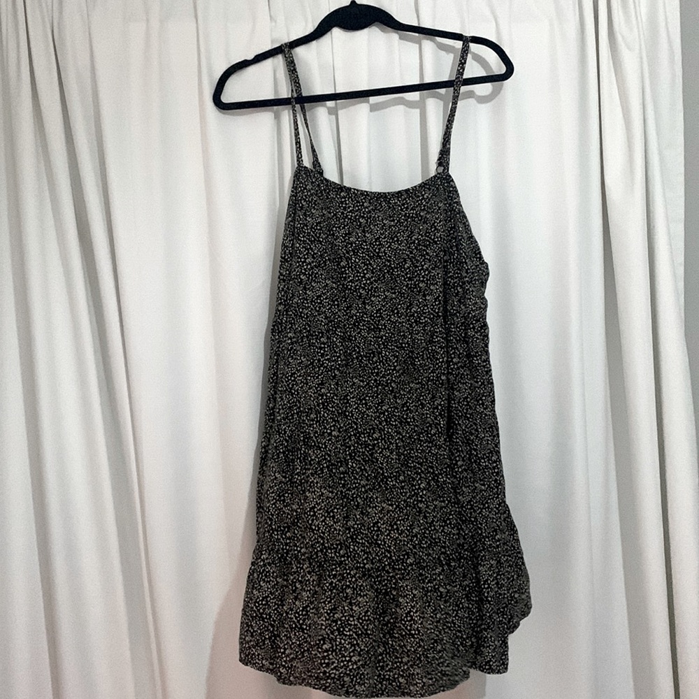 Black and Tan Dotted MIDI Dress